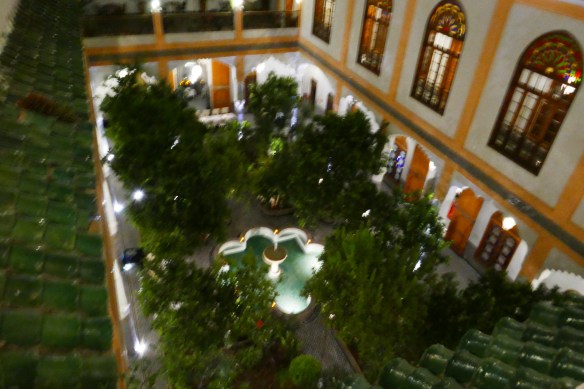Interior Courtyard at charming Palais Amani in  Fes a Relais & Chateaux property. 